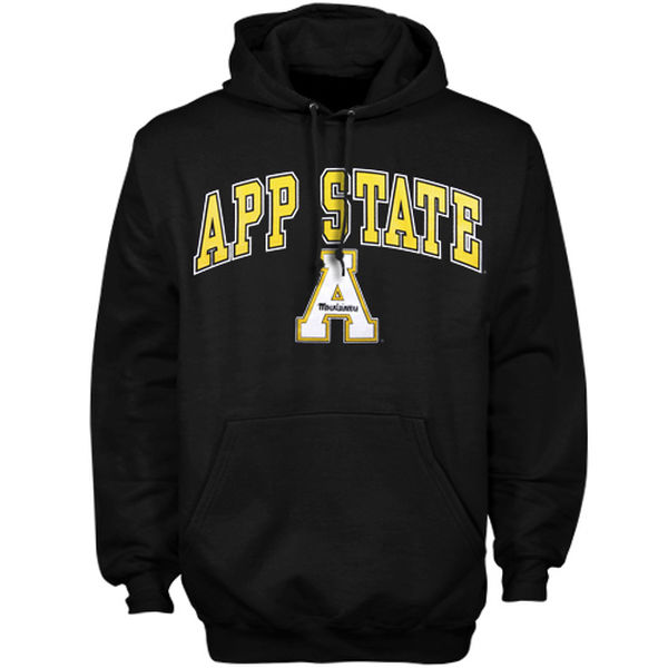 Men NCAA Appalachian State Mountaineers Arch Over Logo Hoodie Black->more ncaa teams->NCAA Jersey